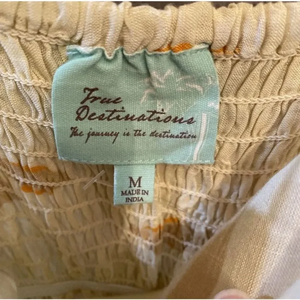 True Destinations Maxi Dress Palm Scenic Strapless Coverup Tropical Women M New - Picture 9 of 10